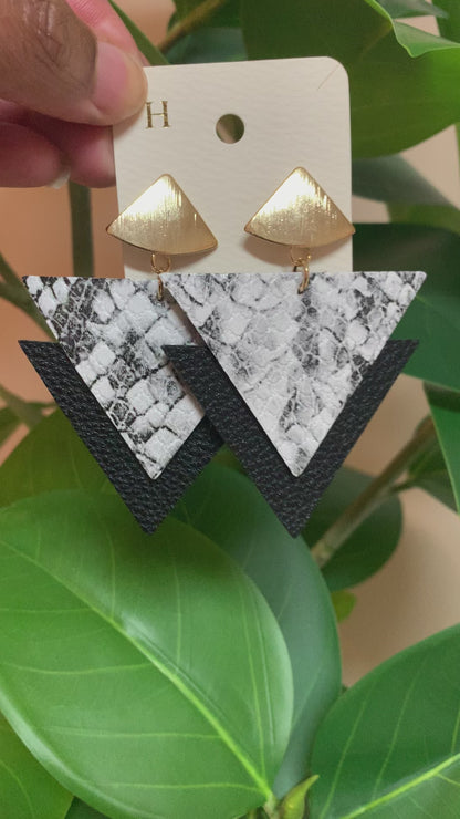 Double Triangle Leather Earrings