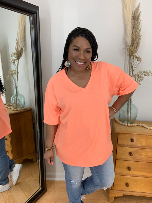 Coral Drop Shoulder Top