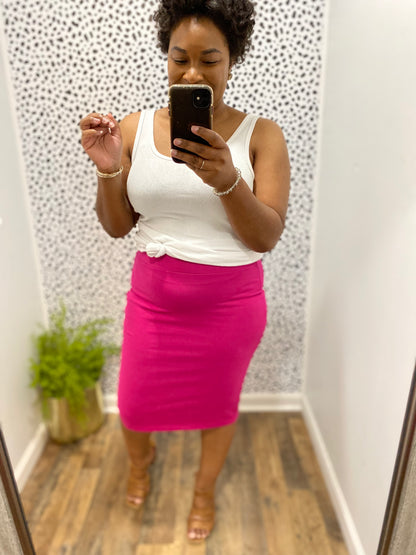 Magenta Pencil Skirt
