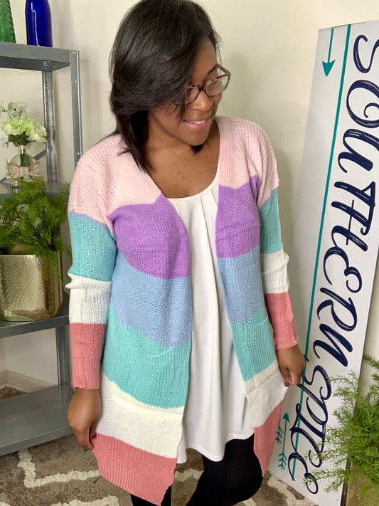 Color block knit Cardigan