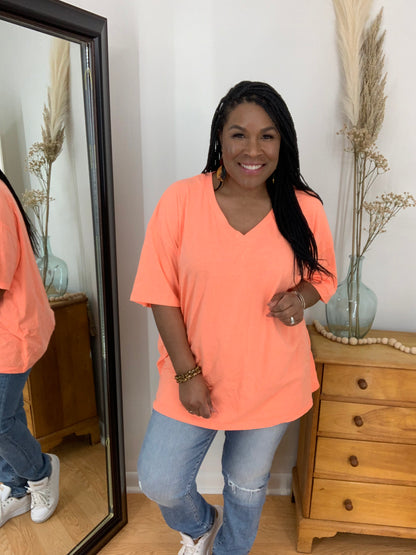 Coral Drop Shoulder Top