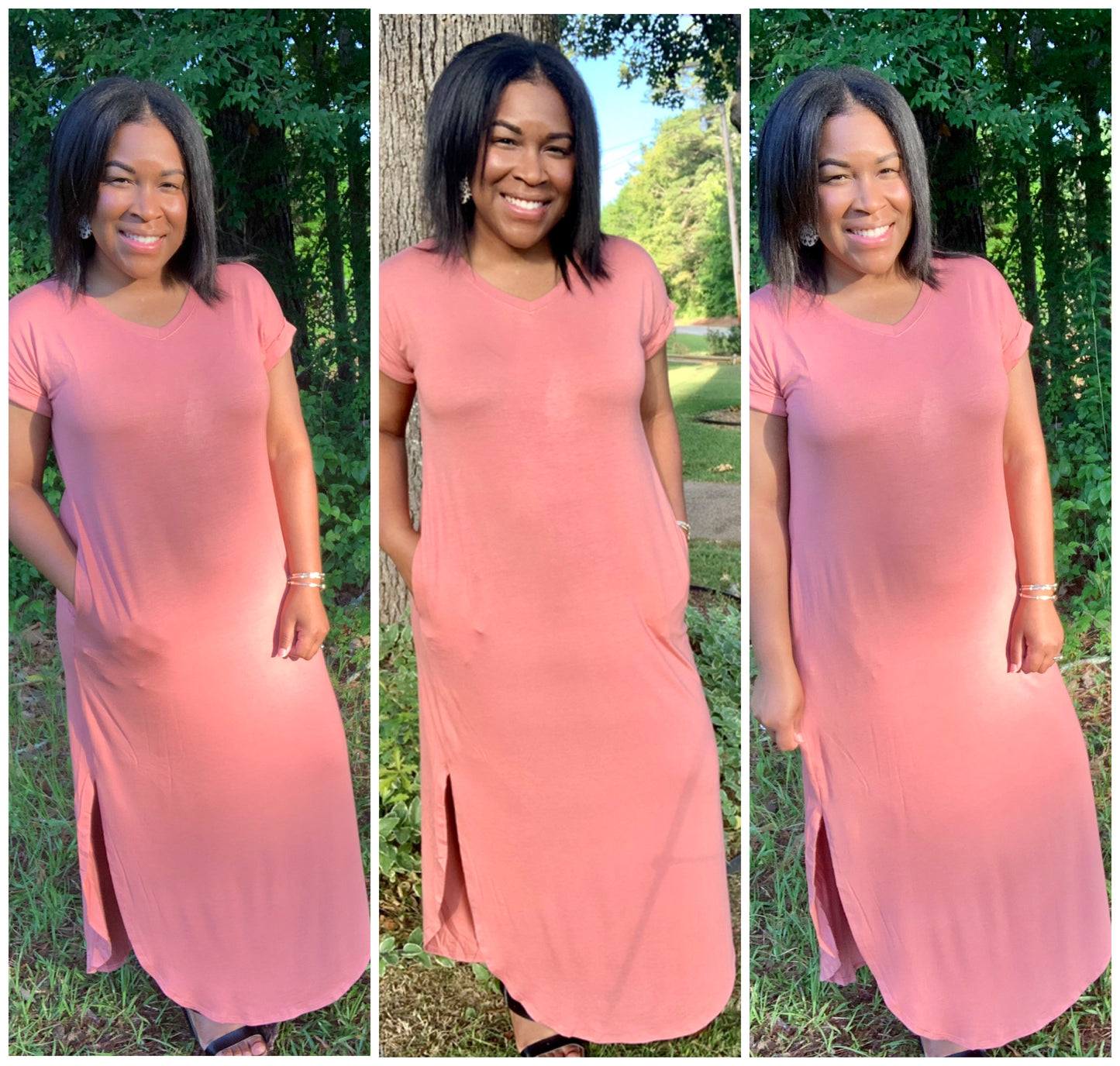 V-neck Maxi Dress (Rose)