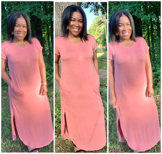 V-neck Maxi Dress (Rose)