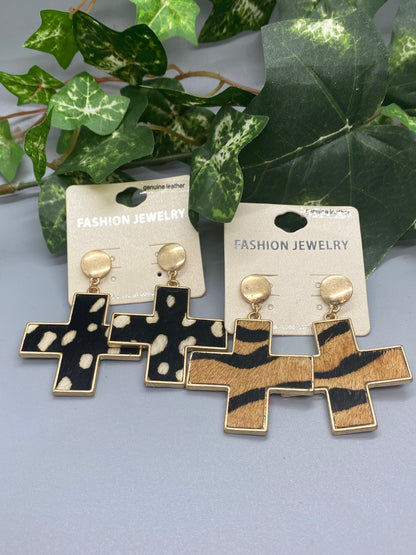 Crisscross Animal Print Earrings