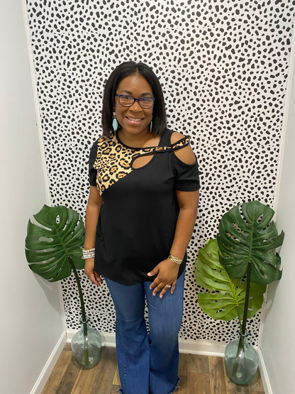 Black Leopard Top