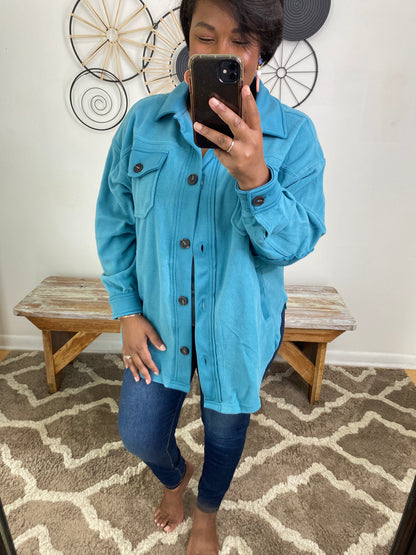 Teal Fleece Shacket