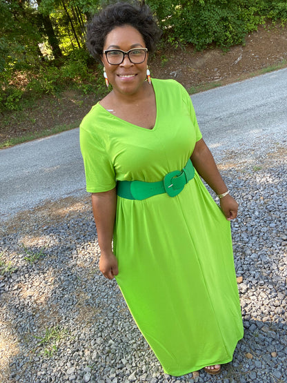 Green V-Neck Maxi