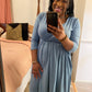Blue Gray Surplice Dress