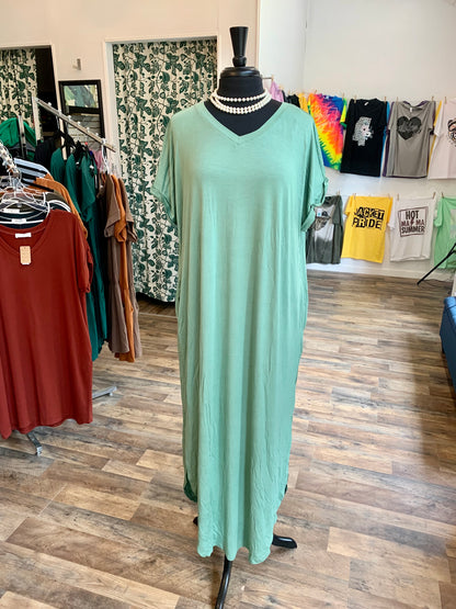 V-neck Maxi Dress (Sage)