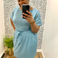 Blue Gray Belted Dress
