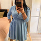 Blue Gray Surplice Dress