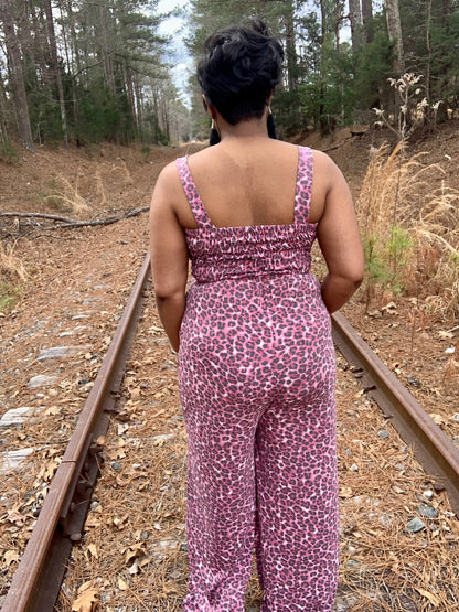 Leopard Smocked Jumpsuit