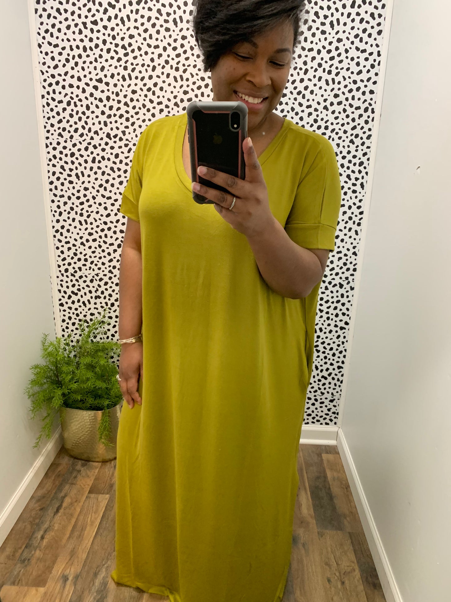 Olive Side Slit Maxi Dress