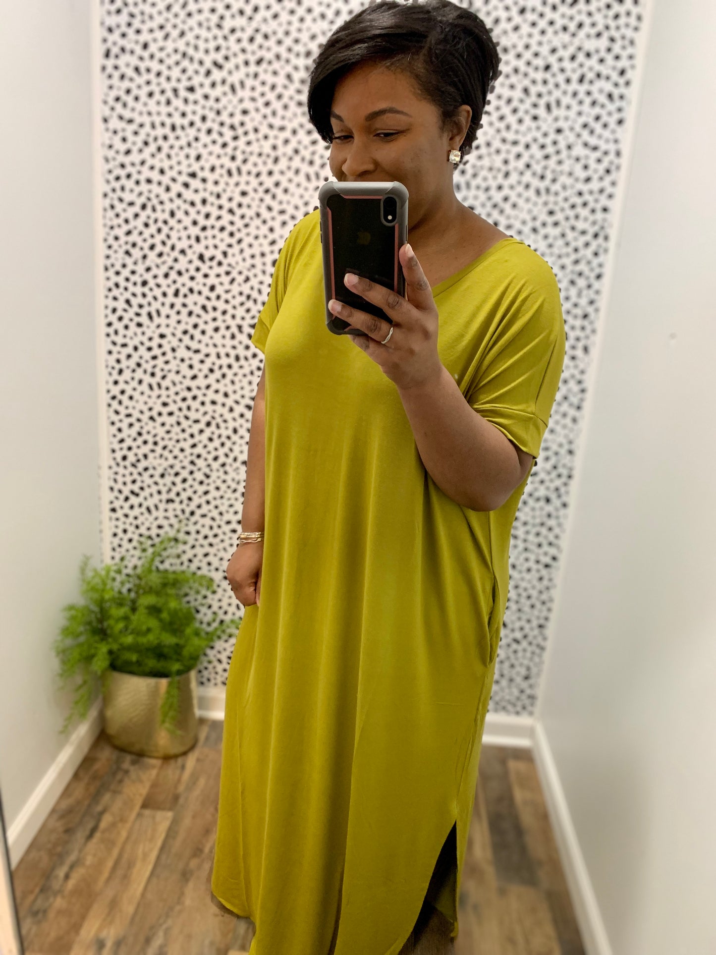 Olive Side Slit Maxi Dress
