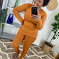 V-Neck Top And Legging Set