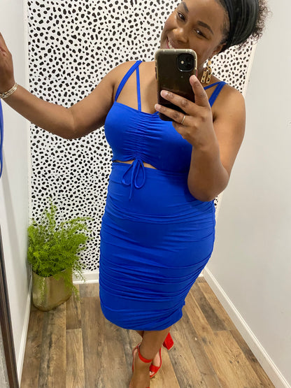 Royal Blue Cut out Dress
