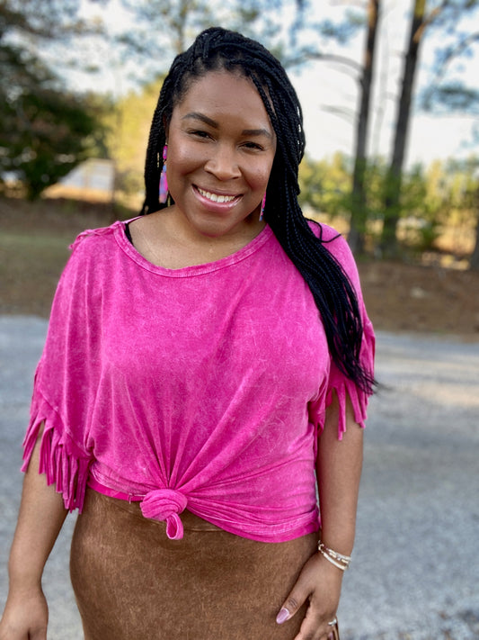 Mineral Wash Fringe Top