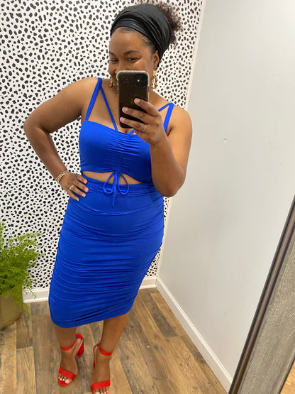 Royal Blue Cut out Dress