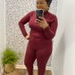 Burgundy Mock Neck Set