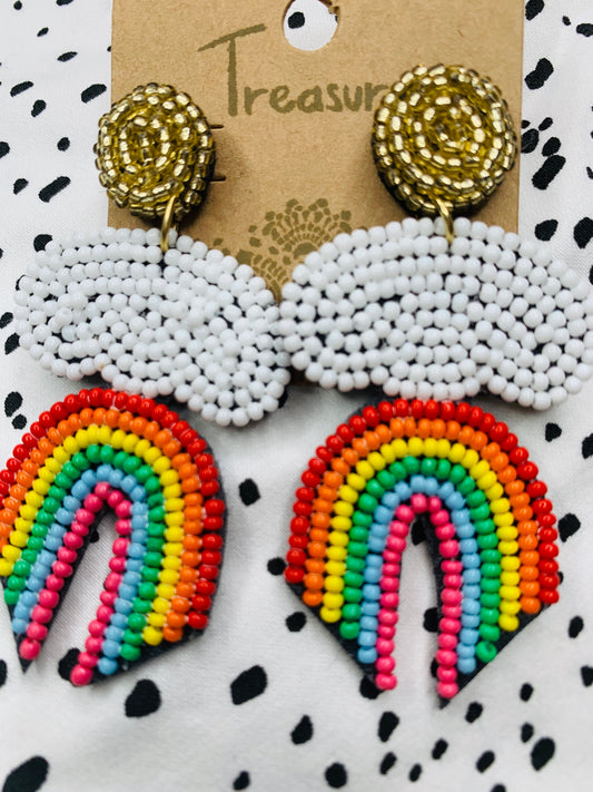 Bead Rainbow & Cloud Earrings