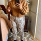 Brown Microfiber Snakeskin Leggings