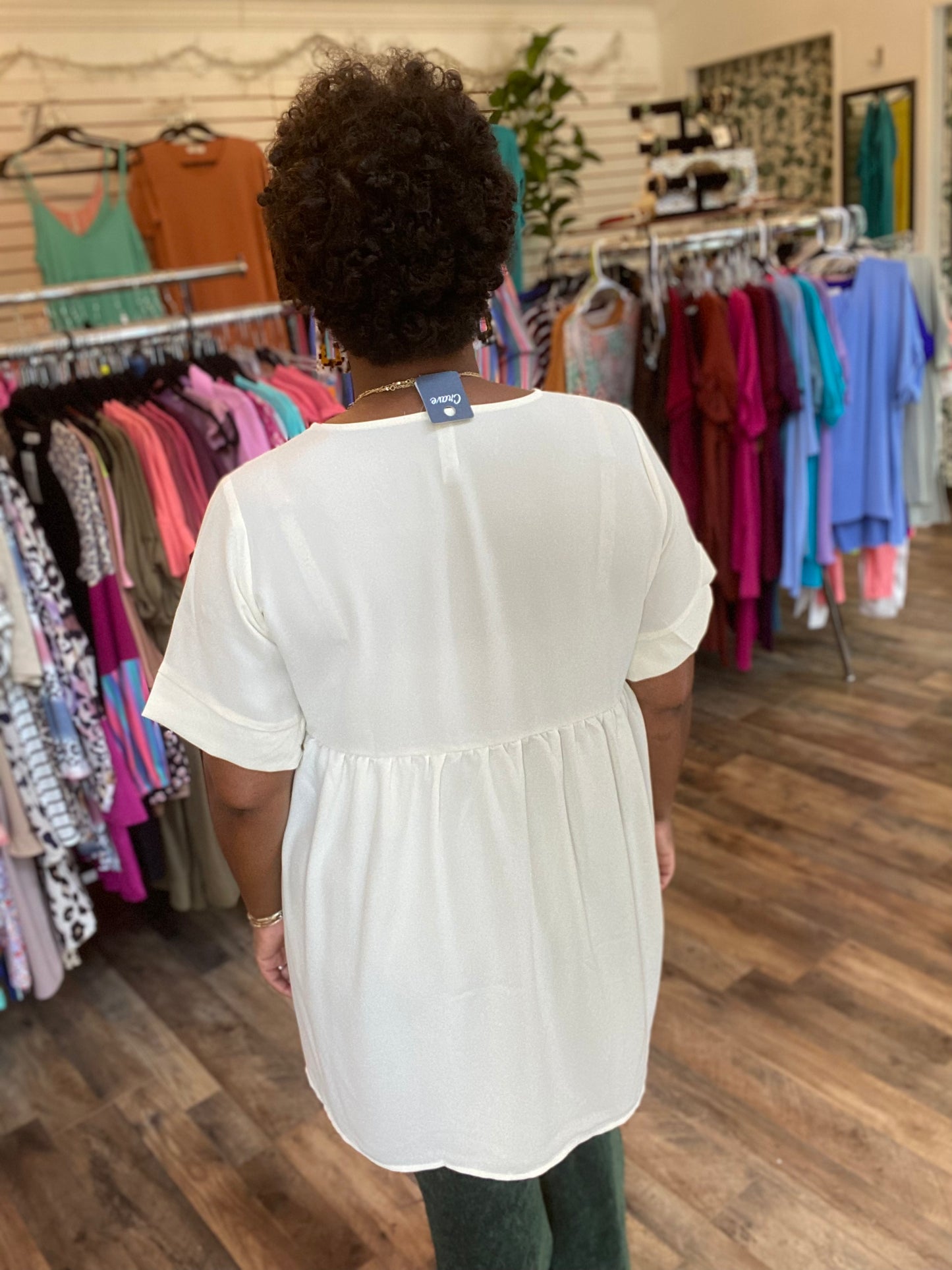Cream Empire Waist Top