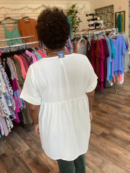 Cream Empire Waist Top