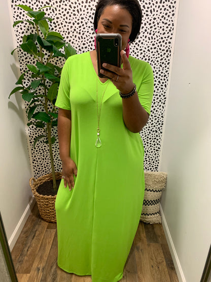 Green V-Neck Maxi