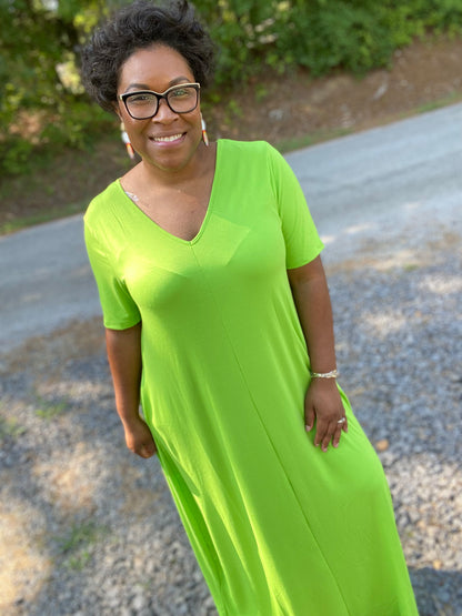 Green V-Neck Maxi