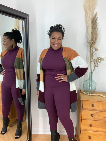 Multi Color Block Open  Duster Cardigan