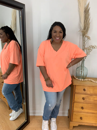 Coral Drop Shoulder Top