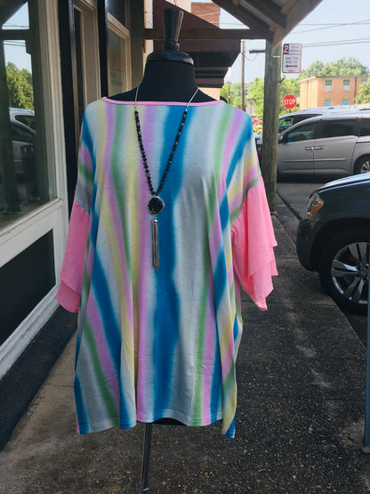 Striped Ruffle Sleeve