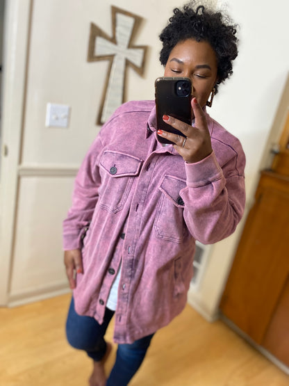 Plum Acid Wash Shacket