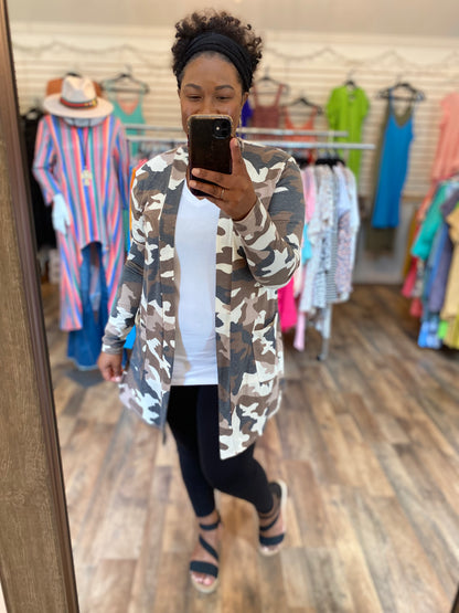 Brown Camo Cardigan
