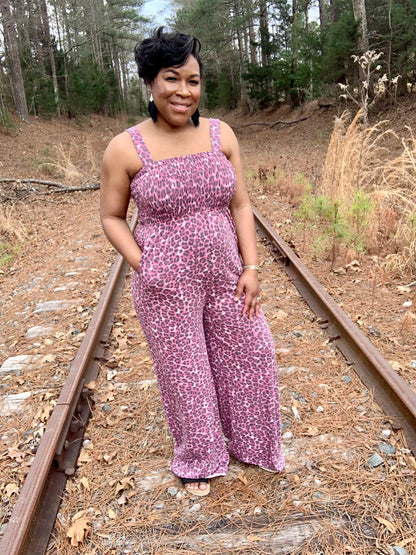 Leopard Smocked Jumpsuit