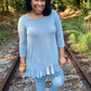 Blue Gray Ruffle Tunic Set