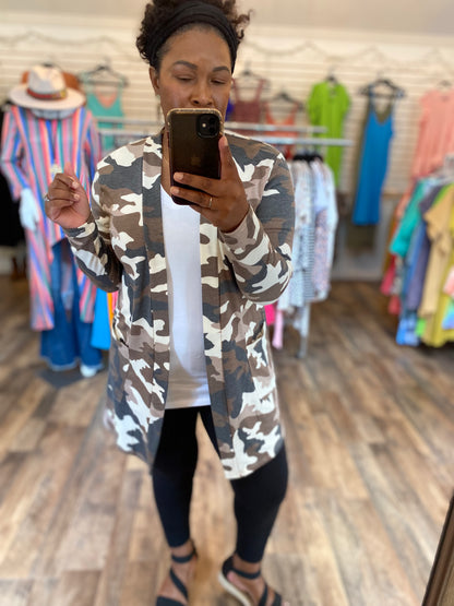 Brown Camo Cardigan