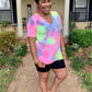 Tie Dye V-neck Pocket Top