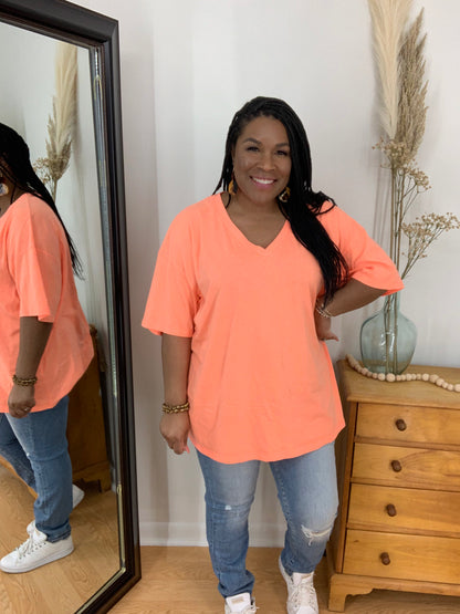 Coral Drop Shoulder Top