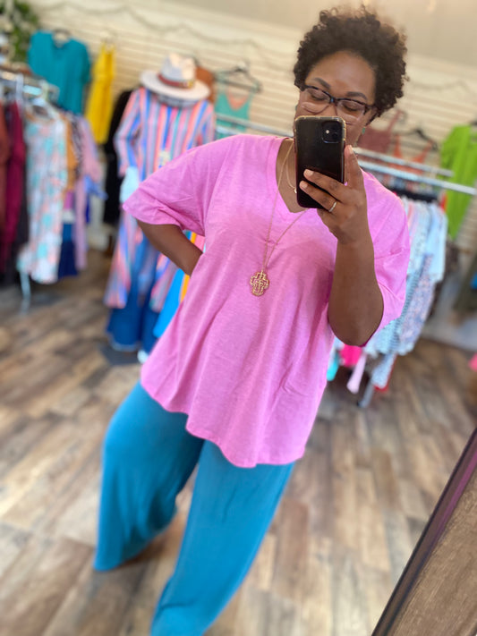 Mauve Pink Drop Shoulder Top