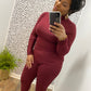 Burgundy Mock Neck Set