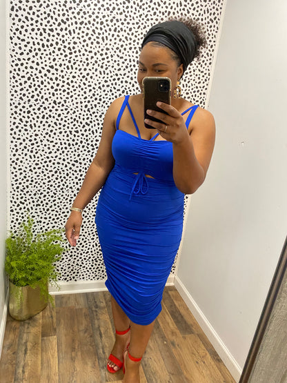 Royal Blue Cut out Dress