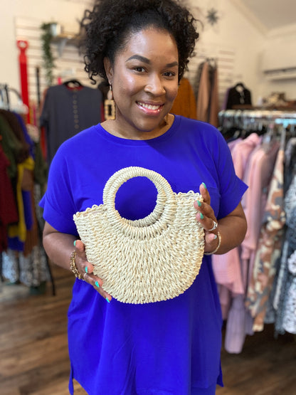 Structured Straw Tote