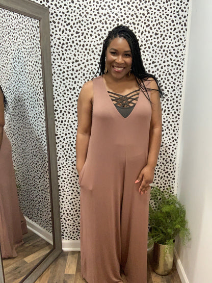 Wide Leg Jumpsuit(Mocha)