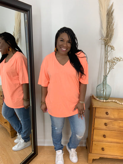 Coral Drop Shoulder Top