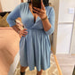 Blue Gray Surplice Dress