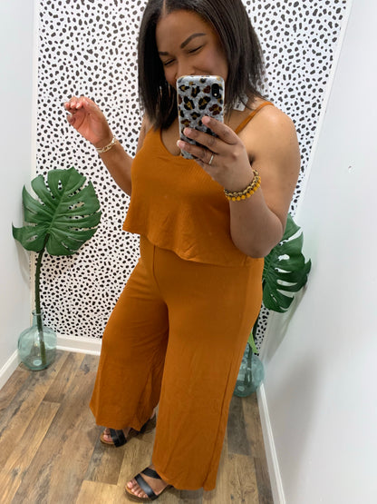 Double Layered Jumpsuit (Almond)