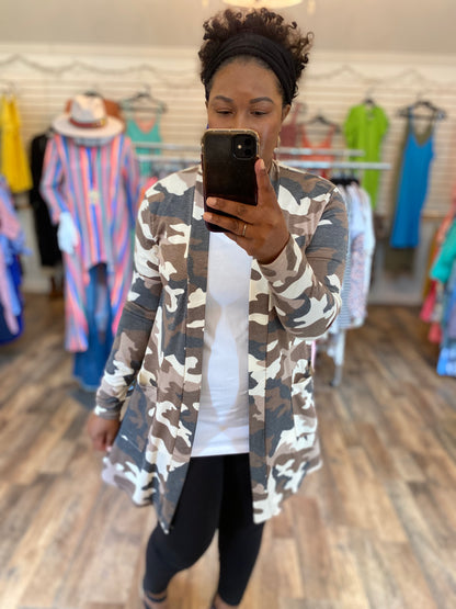 Brown Camo Cardigan
