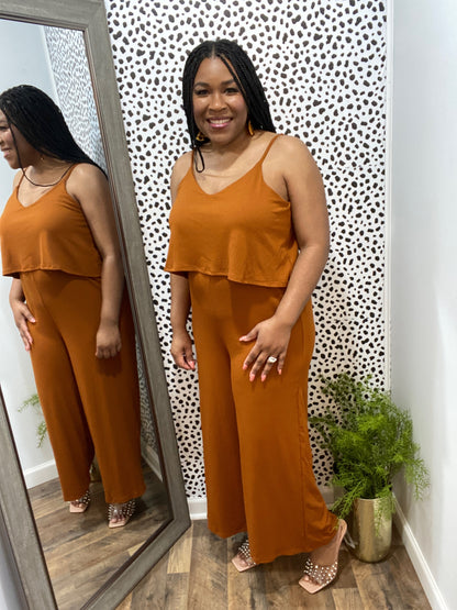 Double Layered Jumpsuit (Almond)
