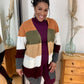 Multi Color Block Open  Duster Cardigan